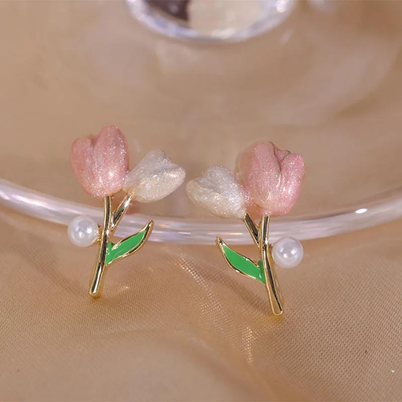 Sweet Cute Pink Color Tulip Flower Stud Earrings for Women Korean Fashion Pearl Earring Jewelry Gifts Brincos
Sweet Cute Pink Color Tulip Flower Stud Earrings for Women Korean Fashion Pearl Earring Jewelry Gifts Brincos
