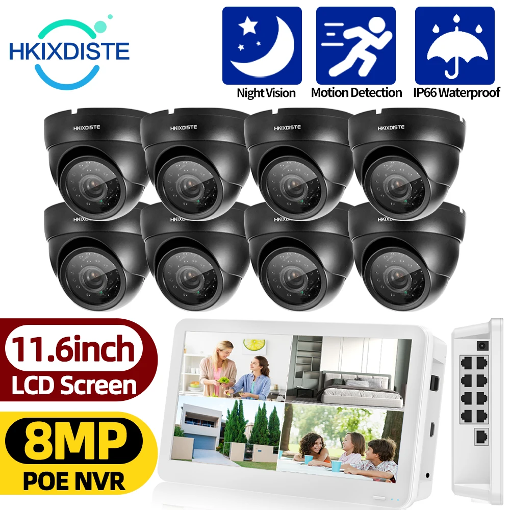 Комплект купольной IP-камеры видеонаблюдения, 4K HD, 8 каналов, ЖК-дисплей 8 Мп, NVR, водонепроницаемая наружная система видеонаблюдения
Комплект купольной IP-камеры видеонаблюдения, 4K HD, 8 каналов, ЖК-дисплей 8 Мп, NVR, водонепроницаемая наружная система видеонаблюдения
