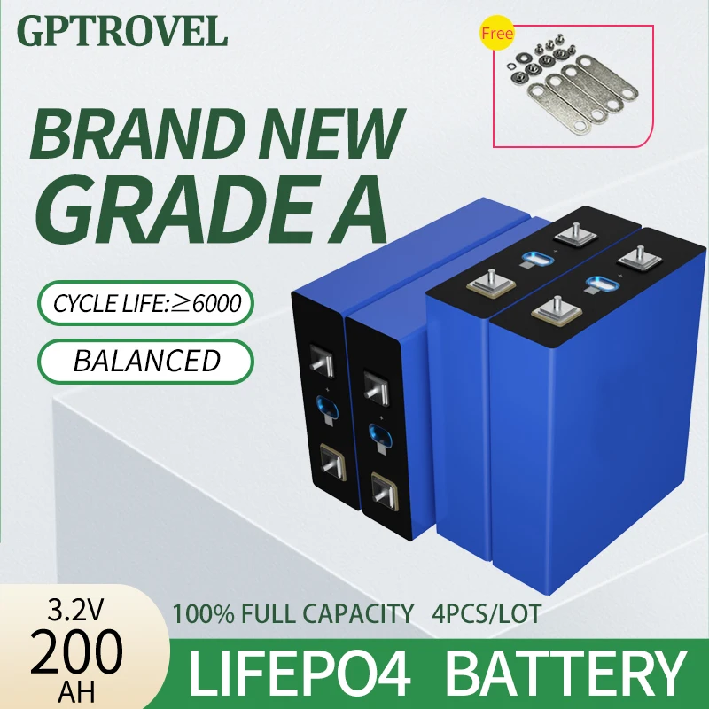 EVE 100% Full Capacity 4PCS 3.2V 200Ah Rechargeable Lithium Ion Battery Cell LiFePO4 Brand New Grade A Solar Power Bank for RV
EVE 100% Full Capacity 4PCS 3.2V 200Ah Rechargeable Lithium Ion Battery Cell LiFePO4 Brand New Grade A Solar Power Bank for RV