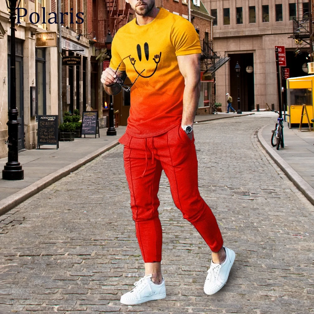 Smiley Face T Shirt Trousers Set 2 Piece Sportwear Tracksuit Men Long Pants Gradient Clothes Smile
Smiley Face T Shirt Trousers Set 2 Piece Sportwear Tracksuit Men Long Pants Gradient Clothes Smile