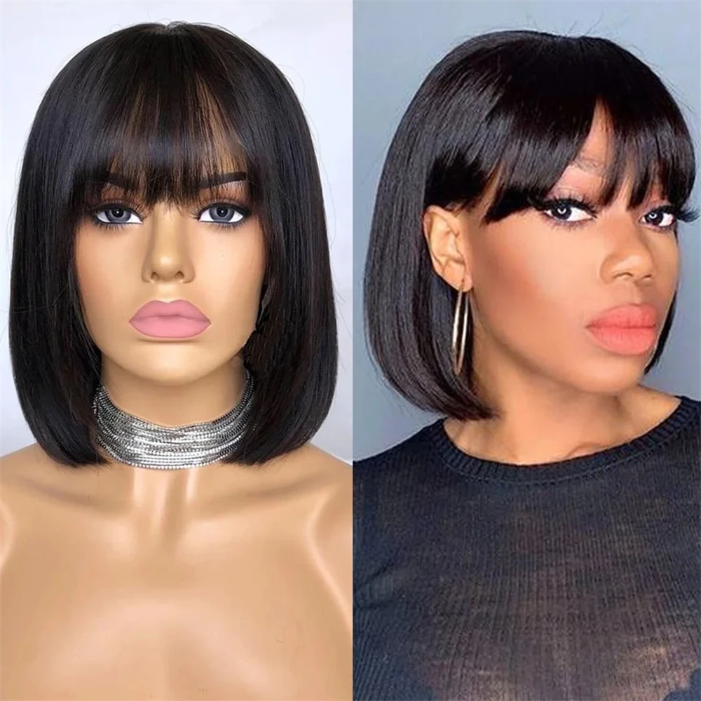 Straight Bob Human Hair Wigs With Bang Remy Brazilian Full Machine Made Wigs Straight Human Hair Bob Wigs For Woman Glueless Wig
Straight Bob Human Hair Wigs With Bang Remy Brazilian Full Machine Made Wigs Straight Human Hair Bob Wigs For Woman Glueless Wig