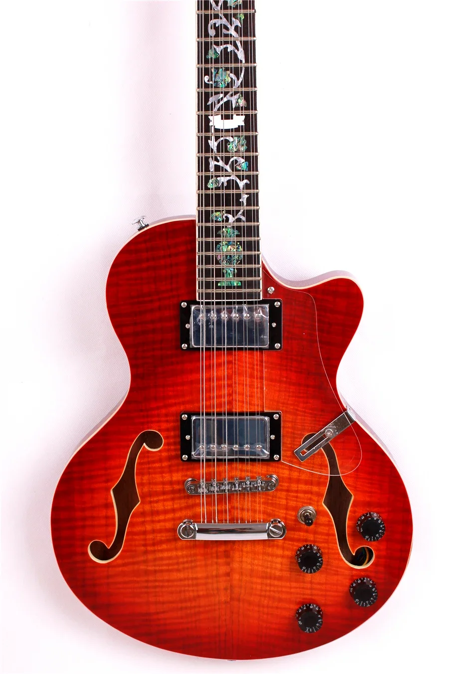 Custom Grote Red Color 12 String Semi-Hollow Electric Guitar, Pattern Inlay, Double F-Hole, Black Hardware,Free Shipping
Custom Grote Red Color 12 String Semi-Hollow Electric Guitar, Pattern Inlay, Double F-Hole, Black Hardware,Free Shipping