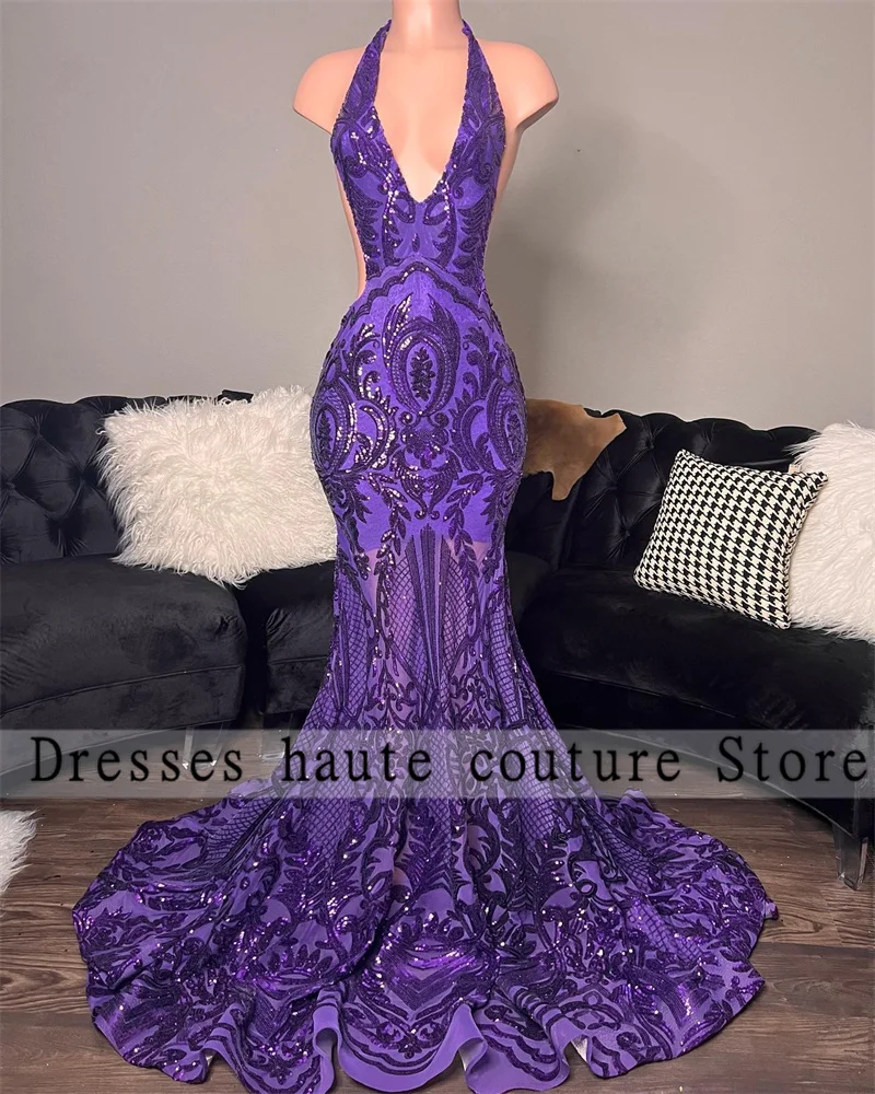 Sexy Purple Backless Sequin Prom Dresses 2022 Deep V-neck Mermaid African Girls Evening Gowns Party Dress
Sexy Purple Backless Sequin Prom Dresses 2022 Deep V-neck Mermaid African Girls Evening Gowns Party Dress