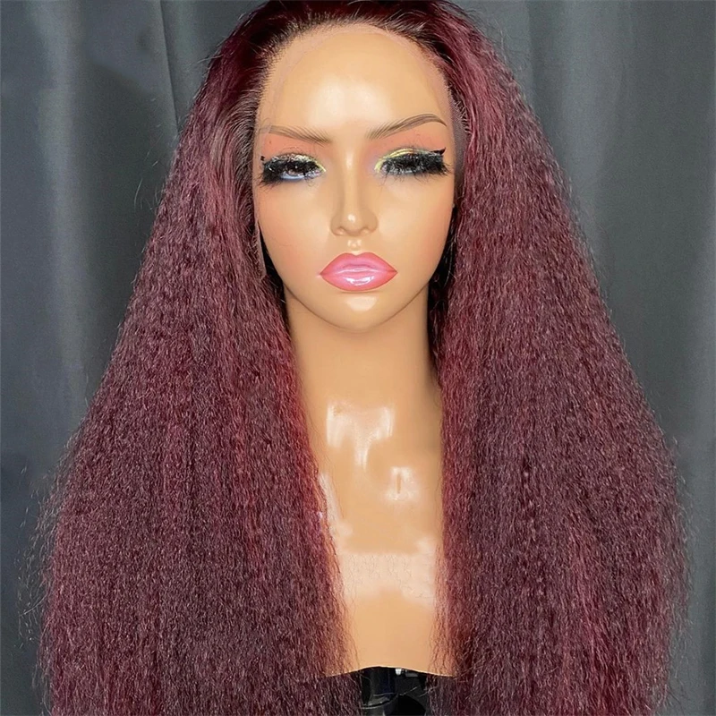 13x4 Lace Front Wig with 4x4 Silk Base For Black Women Wine Red Kinky Straight Synthetic Wig Baby Hair Glueless Heat Temperature
13x4 Lace Front Wig with 4x4 Silk Base For Black Women Wine Red Kinky Straight Synthetic Wig Baby Hair Glueless Heat Temperature