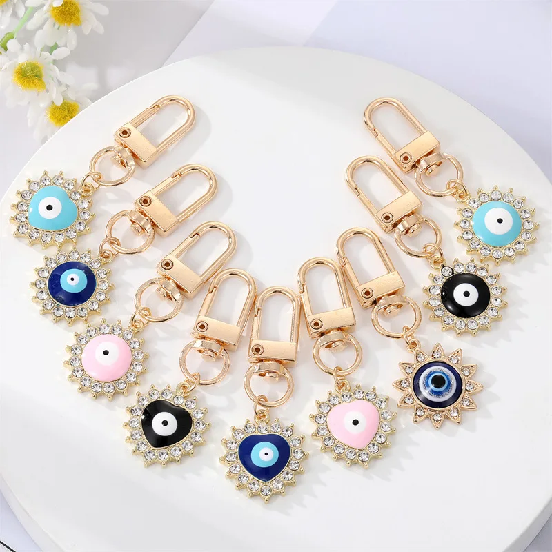 20pcs Zircon Heart Round Blue Evil Eyes Key Ring Fashion Sunflower Lucky Turkish Keychain Lobster Clasp Holder Accessories
20pcs Zircon Heart Round Blue Evil Eyes Key Ring Fashion Sunflower Lucky Turkish Keychain Lobster Clasp Holder Accessories