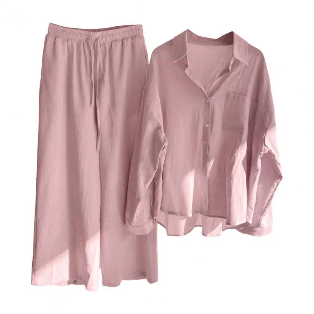 2 Pcs/Set Fabulous Single-breasted T-shirt Pants Set Vintage Style Wide Leg Long Sleeves T-shirt Pants Set Buttons
2 Pcs/Set Fabulous Single-breasted T-shirt Pants Set Vintage Style Wide Leg Long Sleeves T-shirt Pants Set Buttons