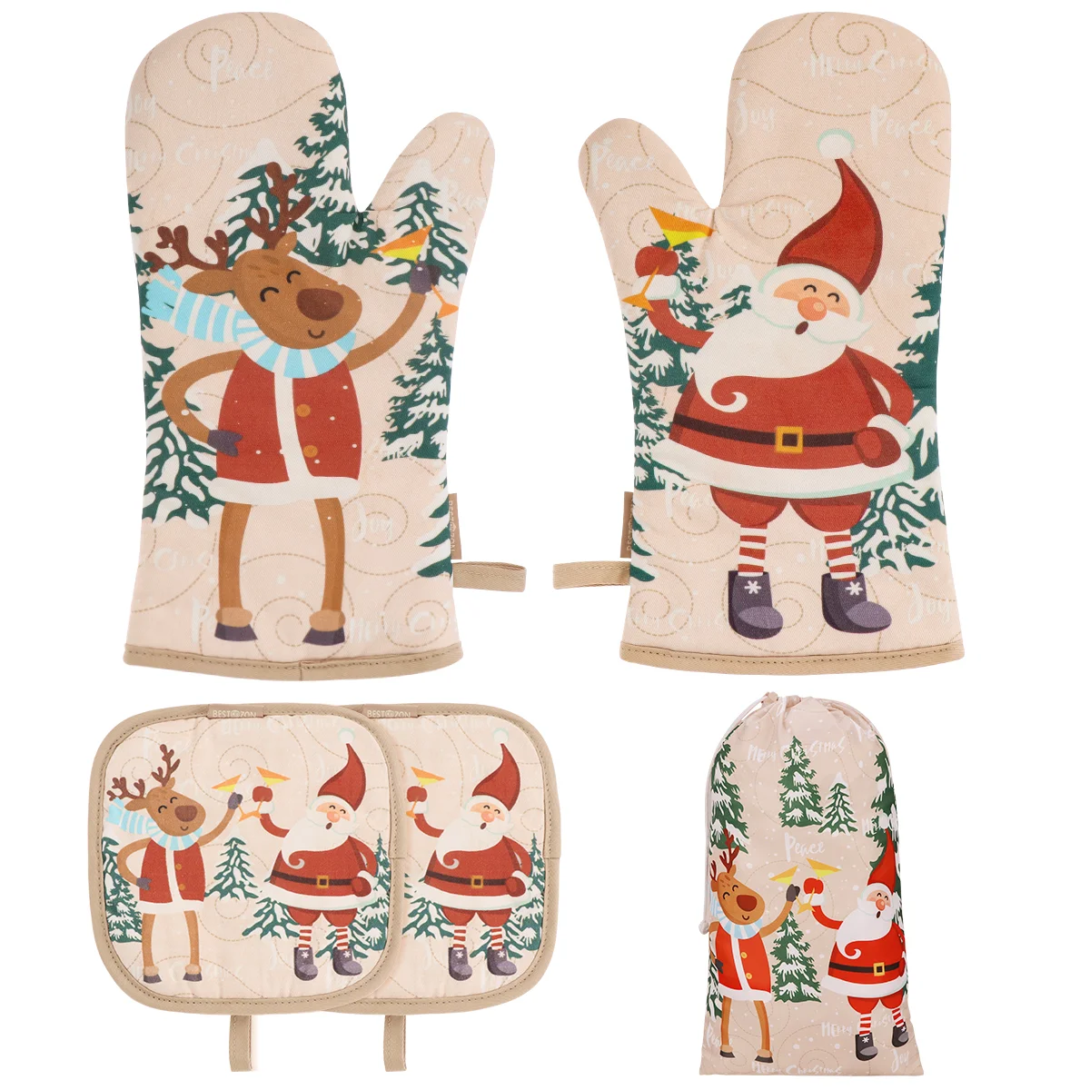 Christmas Oven Mitts Elk Pot Holder Pad Drawstring Bag Heat Resistant Non- Oven Cooking Grill Oven for Cooking Barbecue
Christmas Oven Mitts Elk Pot Holder Pad Drawstring Bag Heat Resistant Non- Oven Cooking Grill Oven for Cooking Barbecue