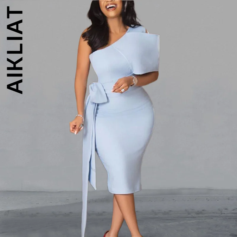 Aikliat Short Sleeve Dress Women Sexy Midi Dress Fashion Holiday Elegant One Shoulder Belt Elastic Dress Woman Female Vestidos
Aikliat Short Sleeve Dress Women Sexy Midi Dress Fashion Holiday Elegant One Shoulder Belt Elastic Dress Woman Female Vestidos