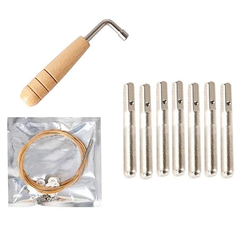 7 Metal Harp String + 7Pcs String Pin Nails + Tuning Wrench,for Lyre Harp Small Harp Musical Stringed Instrument
7 Metal Harp String + 7Pcs String Pin Nails + Tuning Wrench,for Lyre Harp Small Harp Musical Stringed Instrument