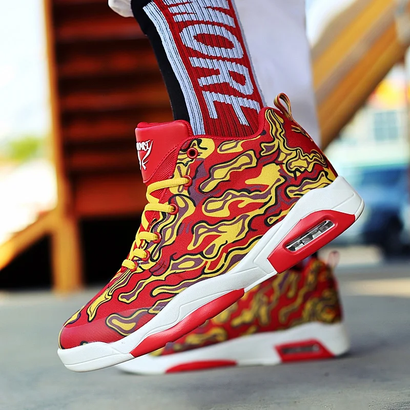 Men's High Top Basketball Shoes Flame Pattern Fashion Men Sport Shoes Street Style Male Casual Sneakers Footwear Lace-up Flats
Men's High Top Basketball Shoes Flame Pattern Fashion Men Sport Shoes Street Style Male Casual Sneakers Footwear Lace-up Flats