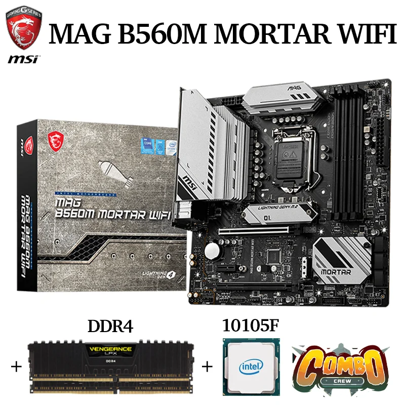 Intel i3 10105F Combo+ LGA 1200 MSI B560M MORTAR WIFI Motherboard Set+ RAM DDR4 2666MHz 16G M.2 Placa-mãe Kit Desktop Intel B560
Intel i3 10105F Combo+ LGA 1200 MSI B560M MORTAR WIFI Motherboard Set+ RAM DDR4 2666MHz 16G M.2 Placa-mãe Kit Desktop Intel B560