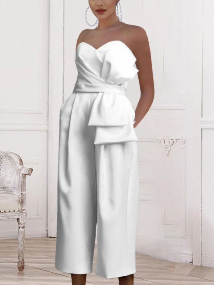 Women Jumpsuit Sleeveless High Waist Wide Leg Bow Tube Tops Summer Fashion Female Female Big Size Playsuits Rompers One Piece
Women Jumpsuit Sleeveless High Waist Wide Leg Bow Tube Tops Summer Fashion Female Female Big Size Playsuits Rompers One Piece