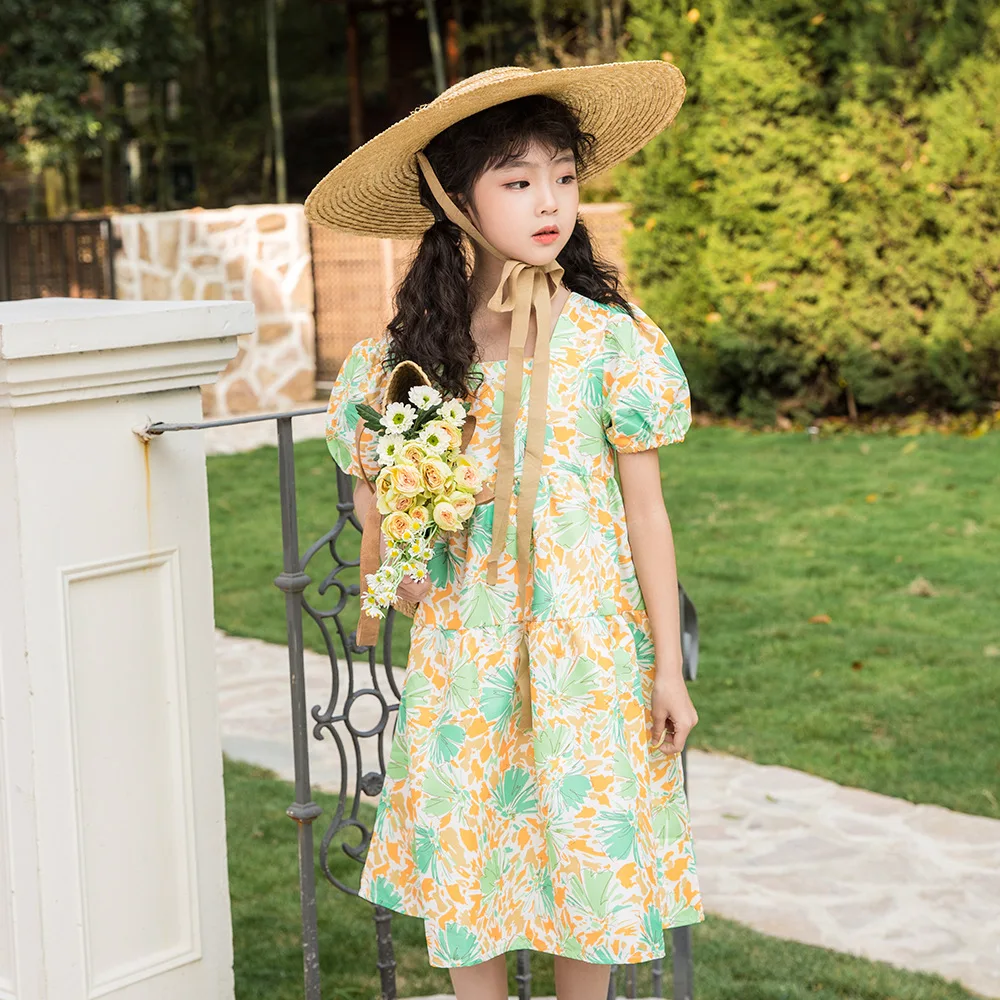 Girls Floral Dress Summer New Puff Sleeve Princess Dresses Children's Preppy Style Print Square Collar A-line Dress Kids Clothes
Girls Floral Dress Summer New Puff Sleeve Princess Dresses Children's Preppy Style Print Square Collar A-line Dress Kids Clothes
