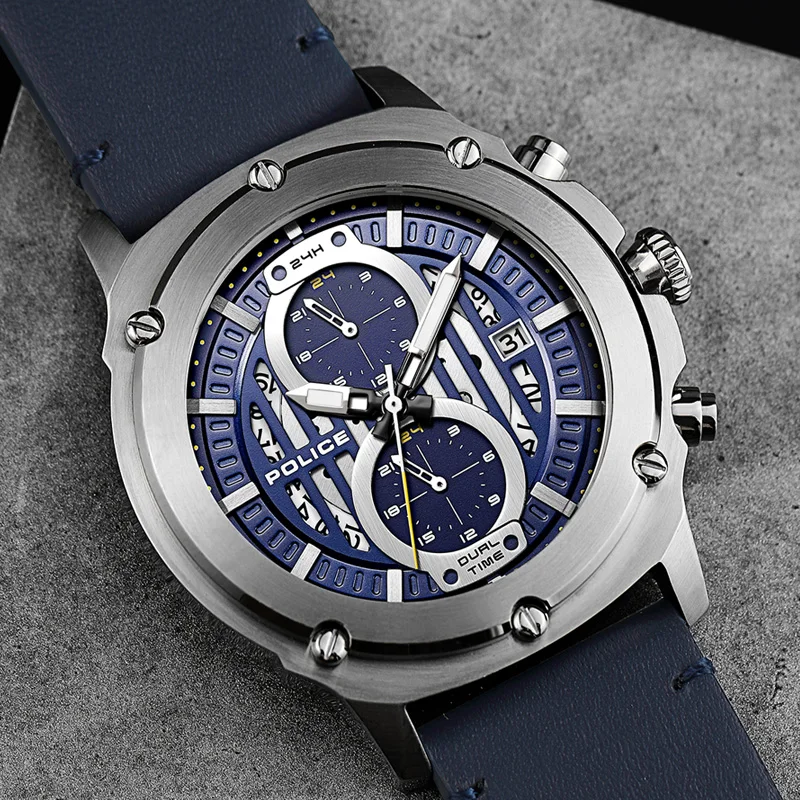 POLICE Brand Watches for Men Multifunction Luxury Chronograph Creative Design Dial Blue Good Leather Strap Dress Fashion Quartz
POLICE Brand Watches for Men Multifunction Luxury Chronograph Creative Design Dial Blue Good Leather Strap Dress Fashion Quartz
