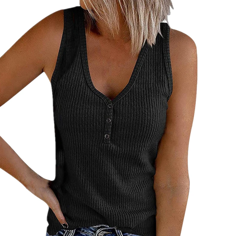 Women's Sexy Button Vest Solid V-Neck Sleeveless T-Shirt 2022 Summer New White Casual Simple All-Match Slim Tops Club Streetwear
Women's Sexy Button Vest Solid V-Neck Sleeveless T-Shirt 2022 Summer New White Casual Simple All-Match Slim Tops Club Streetwear