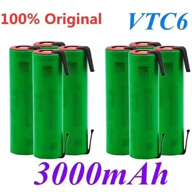 VTC6 3.7V 3000mAh 18650 Li-ion Battery 30A Discharge For 18650 Rechargeable Battery US18650 VTC6 Tools Batteries + Nickel Sheets
VTC6 3.7V 3000mAh 18650 Li-ion Battery 30A Discharge For 18650 Rechargeable Battery US18650 VTC6 Tools Batteries + Nickel Sheets