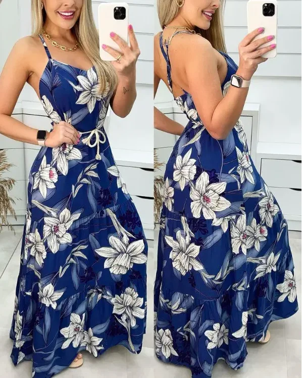 Vintage Women Floral Print Criss Cross Backless Cami Maxi Dress 2022 Summer New Fashion Bohemian Dresses
Vintage Women Floral Print Criss Cross Backless Cami Maxi Dress 2022 Summer New Fashion Bohemian Dresses