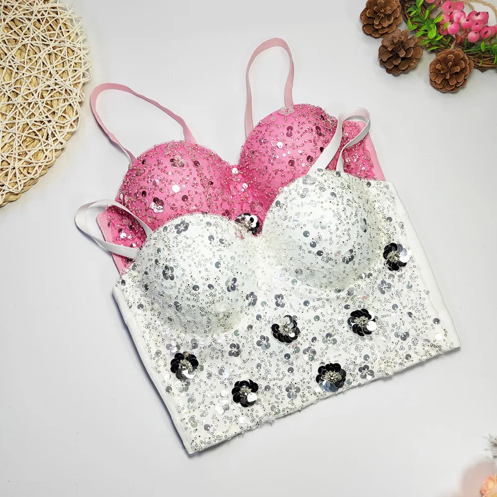 Designer Bra Camisole Bling Sequins Chest Cup-Style Fashion Party Club Sexy Luxury Corset Breast Shaper Top In Stock
Designer Bra Camisole Bling Sequins Chest Cup-Style Fashion Party Club Sexy Luxury Corset Breast Shaper Top In Stock