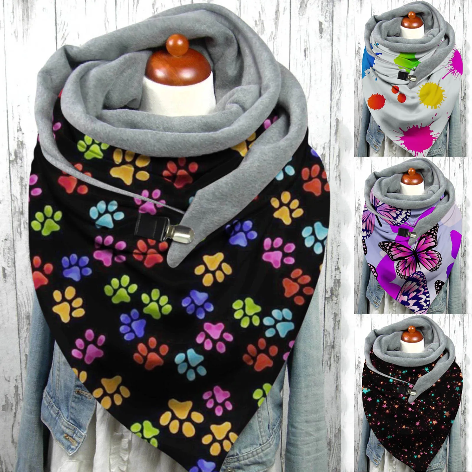 Women Fashion Multi-Purpose Printing Scarf Shawl Winter Button Bufandas Poncho Triangle Wrap Large Stoles Xmas Mujer Moda Lujo
Women Fashion Multi-Purpose Printing Scarf Shawl Winter Button Bufandas Poncho Triangle Wrap Large Stoles Xmas Mujer Moda Lujo