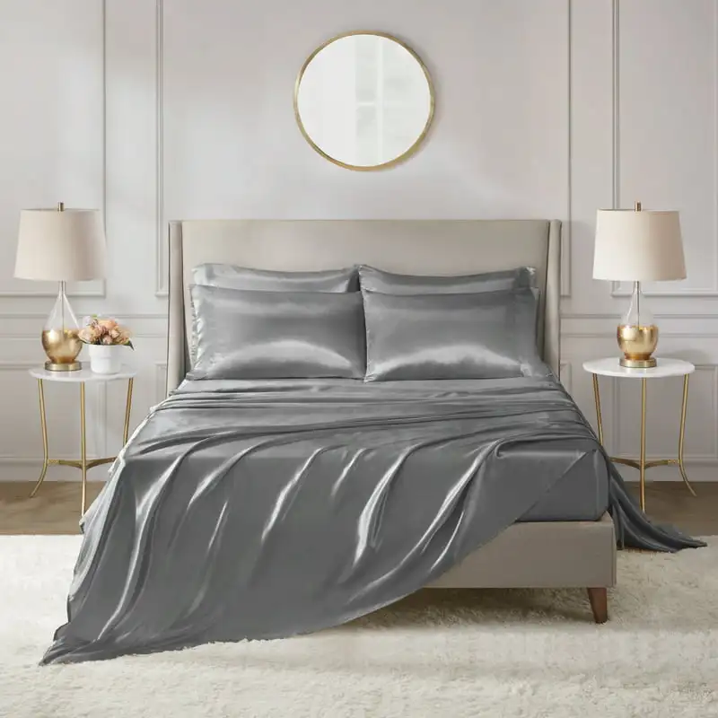 Classics Satin Grey Luxury 6 PC Sheet Set, Queen - Wrinkle Free 
Classics Satin Grey Luxury 6 PC Sheet Set, Queen - Wrinkle Free