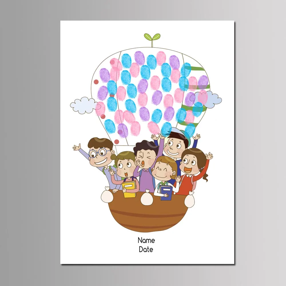 

Kindergarten Back To School Customized DIY Fingerprint Tree Canvas Painting Kids Boy Girl Event Party Favor Guest Signature Book