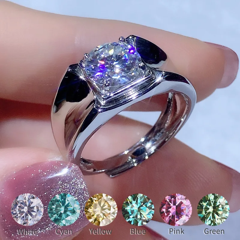 Latest 2-3CT Moissanite Ring For Men Wedding White Blue Yellow Green Adjustable Ring Color Gemstones D VVS Silver Diamond 925
Latest 2-3CT Moissanite Ring For Men Wedding White Blue Yellow Green Adjustable Ring Color Gemstones D VVS Silver Diamond 925