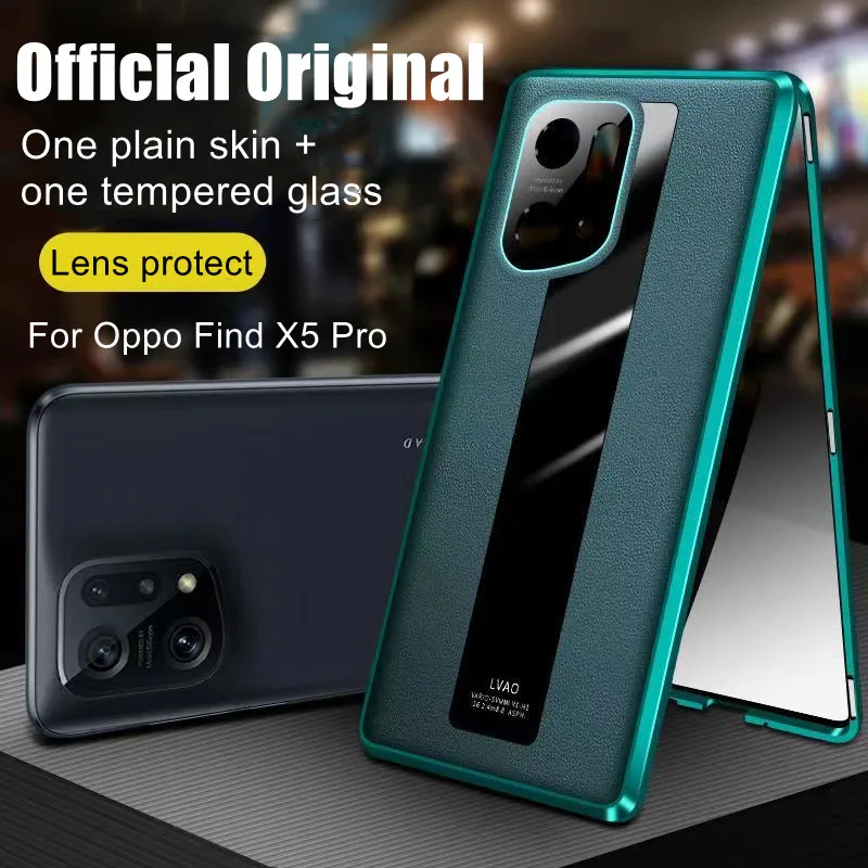 Plain Leather Metal Magnetic Suction Protective Cover for Oppo Find X5 Pro Light Luxury Glass Case for Find X5 Anti-fall Fundas
Plain Leather Metal Magnetic Suction Protective Cover for Oppo Find X5 Pro Light Luxury Glass Case for Find X5 Anti-fall Fundas