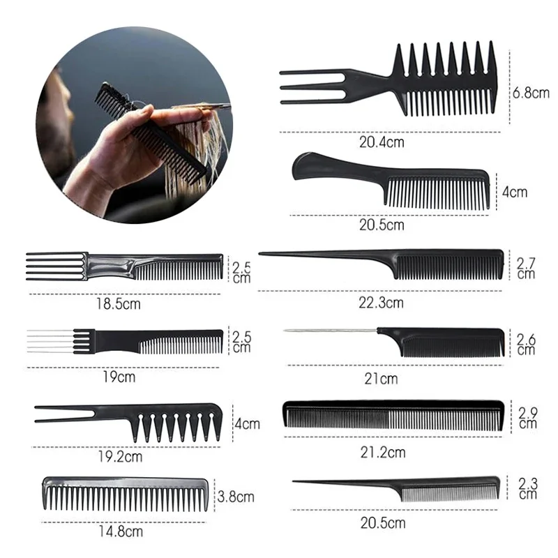 10Pcs Hair Styling Comb Hairdressing Brush Barbers Anti-Static Styling Comb Hair Detangler Comb Multifunctional Haircare Tools
10Pcs Hair Styling Comb Hairdressing Brush Barbers Anti-Static Styling Comb Hair Detangler Comb Multifunctional Haircare Tools