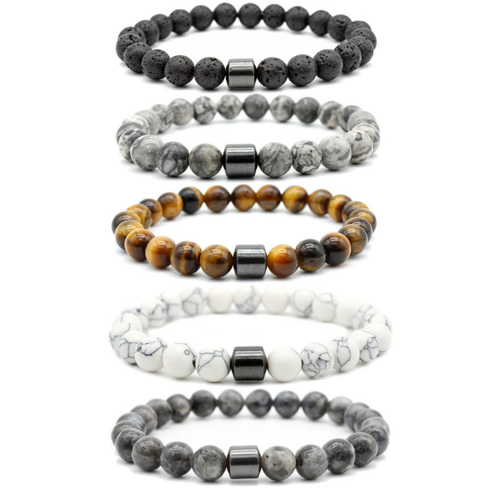 Charm Cylinder Hematite Bracelet Men Classic Black Lava Natural Stone Beads Stretch Bracelets Bangles Homme Jewelry Pulsera 2022
Charm Cylinder Hematite Bracelet Men Classic Black Lava Natural Stone Beads Stretch Bracelets Bangles Homme Jewelry Pulsera 2022