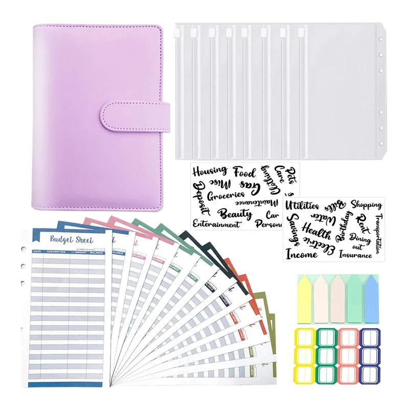 A6 Binder Cover with A6 Binder Pockets Expense Budget Sheets Sticker Labels for Money Cash Envelopes System
A6 Binder Cover with A6 Binder Pockets Expense Budget Sheets Sticker Labels for Money Cash Envelopes System