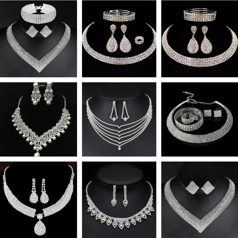Bridal Jewelry Set Fashion Luxury Full Diamond Shiny Rhinestone Collar Bracelet Earring Set European and American Jewelry
Bridal Jewelry Set Fashion Luxury Full Diamond Shiny Rhinestone Collar Bracelet Earring Set European and American Jewelry