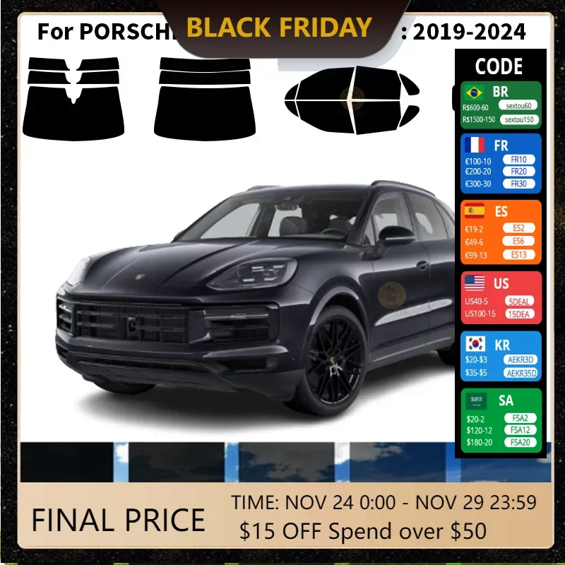Precut nanoceramics car UV Window Tint Kit Automotive Window Film For PORSCHE CAYENNE 4 DR SUV 2019-2024
Precut nanoceramics car UV Window Tint Kit Automotive Window Film For PORSCHE CAYENNE 4 DR SUV 2019-2024