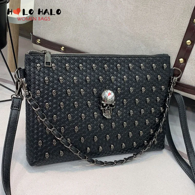 Punk Rivet Skull Purses and Handbags Weave Crossbody Bag for Women Gothic Cluth Vintage Shoulder Bag High Capacity Pu Leather
Punk Rivet Skull Purses and Handbags Weave Crossbody Bag for Women Gothic Cluth Vintage Shoulder Bag High Capacity Pu Leather
