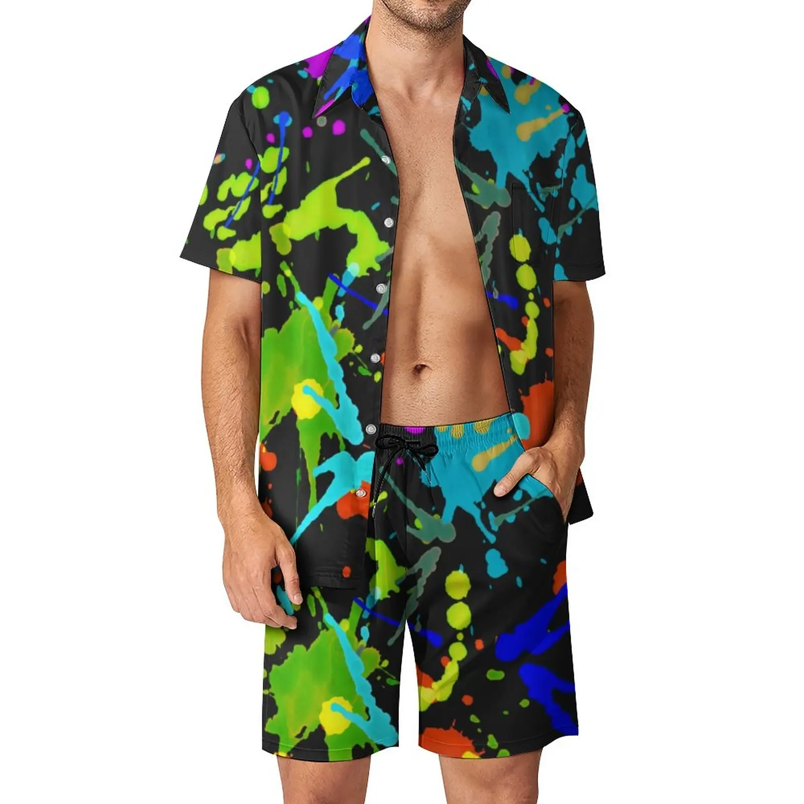 Abstract Rainbow Men Sets Paint Fight Print Casual Shirt Set Cool Vacation Shorts Summer Custom Suit Two-piece Clothes Plus Size 
Abstract Rainbow Men Sets Paint Fight Print Casual Shirt Set Cool Vacation Shorts Summer Custom Suit Two-piece Clothes Plus Size
