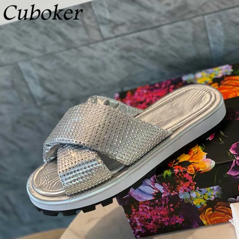Summer Crystal Platform Slippers Woman Flats Casual Cross Mules Slip On Flat Shoes For Women Peep Toe Designer Shoes Femininas
Summer Crystal Platform Slippers Woman Flats Casual Cross Mules Slip On Flat Shoes For Women Peep Toe Designer Shoes Femininas