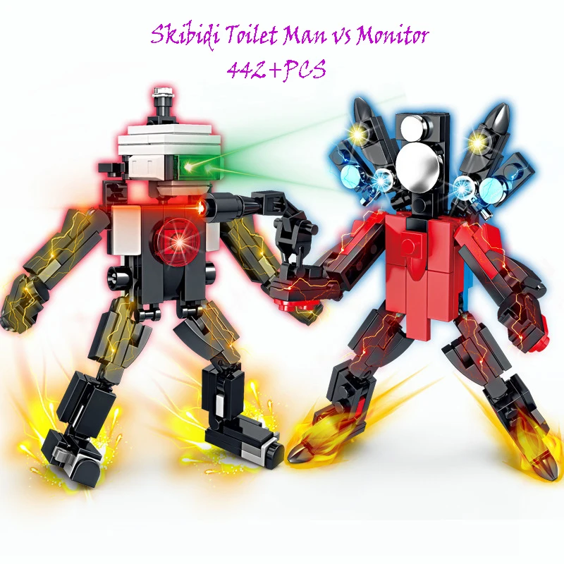 

DIY Skibidi Toilet Man Vs Monitor Bricks Game Super Titan Monitor Man MOC Action Figures Building Blocks Toys For Children