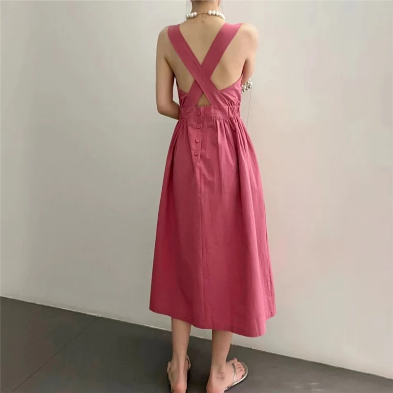 Hollow Backless Long Dress Summer Korean Women Chic Sexy A-line Dresses Pullover High Waist Slim Dress Casual Party Buttons N733
Hollow Backless Long Dress Summer Korean Women Chic Sexy A-line Dresses Pullover High Waist Slim Dress Casual Party Buttons N733