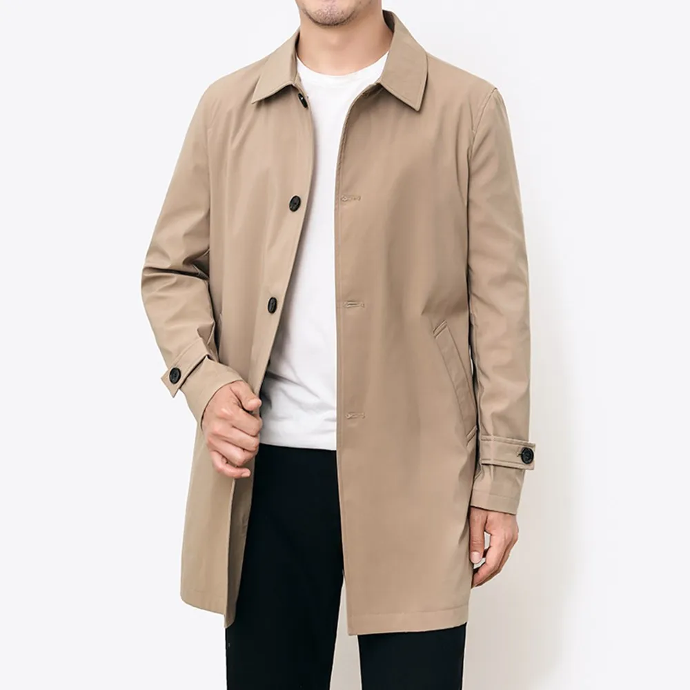 

Мужское длинное пальто, ветровка, повседневный свободный дизайн, однотонный Тренч, модные мужские куртки в Корейском стиле, осенняя и весенняя верхняя одежда, горячая распродажа