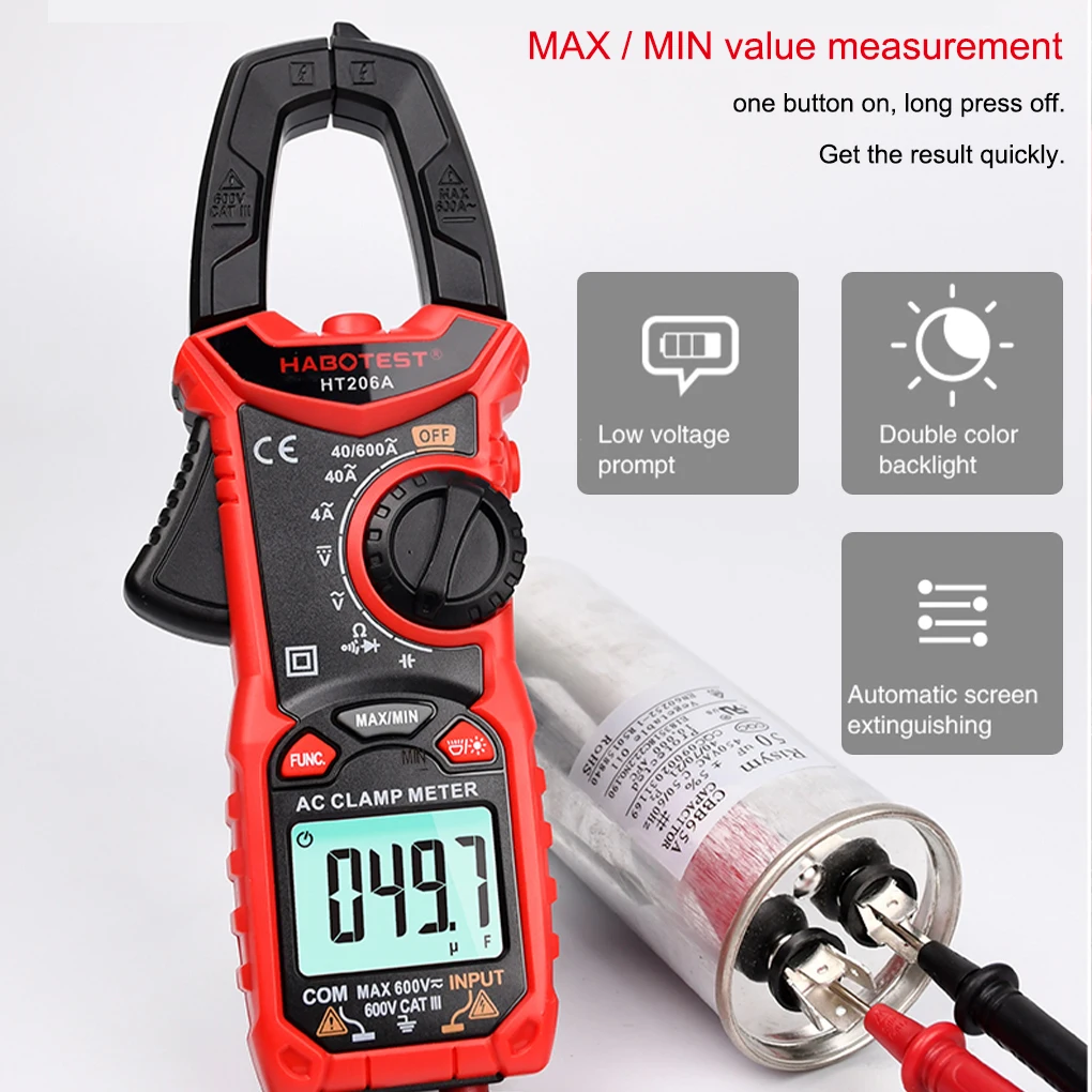 Цифровой мультиметр HABOTEST HT206, тестер высокой точности, емкости, бесконтактного напряжения, Ом, Гц, функция True RMS
Цифровой мультиметр HABOTEST HT206, тестер высокой точности, емкости, бесконтактного напряжения, Ом, Гц, функция True RMS