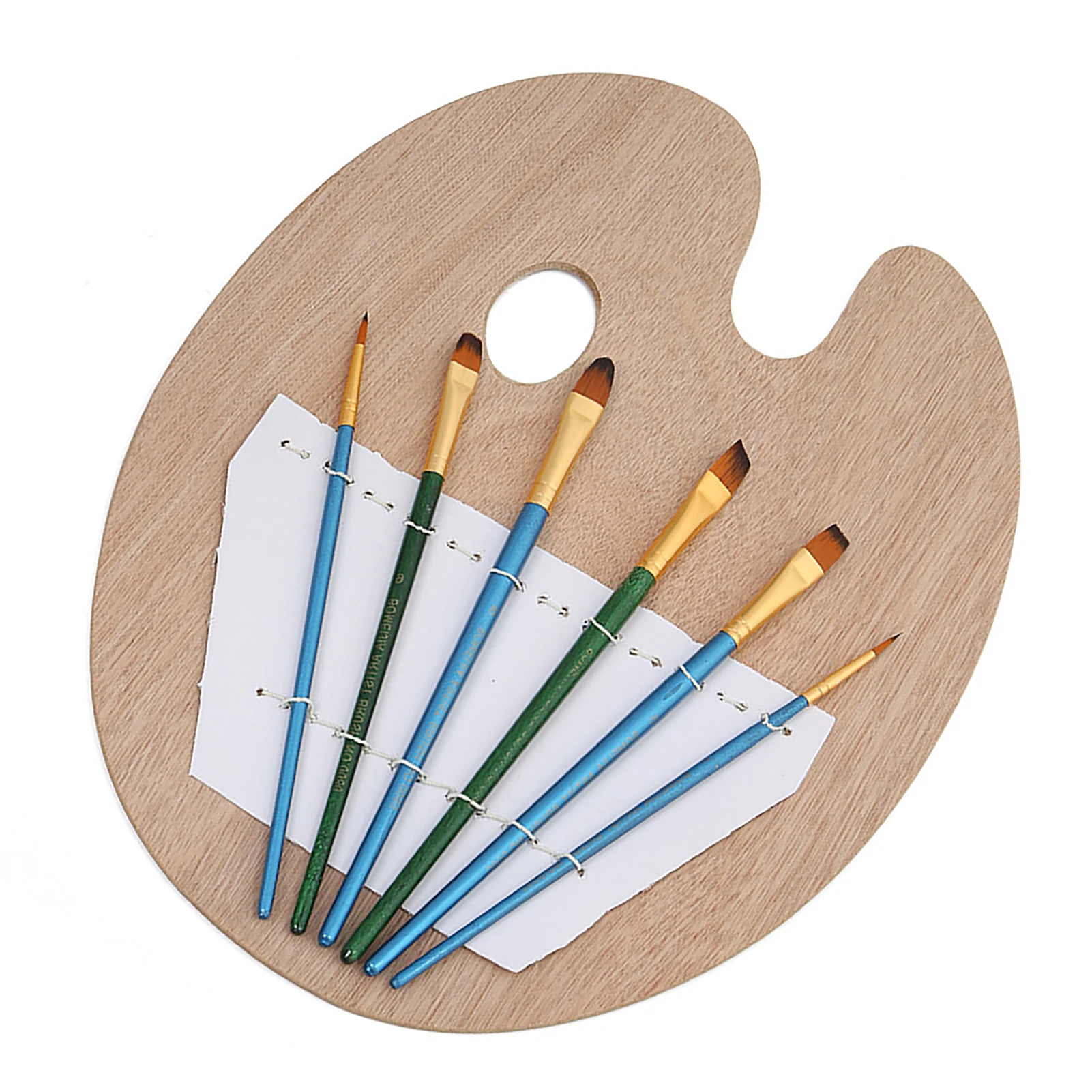 Palette and 6 Paintbrushes Set Wooden Artists Palette with Thumb Hole Oil Watercolor Paint Palette Tray for Adults Kids
Palette and 6 Paintbrushes Set Wooden Artists Palette with Thumb Hole Oil Watercolor Paint Palette Tray for Adults Kids