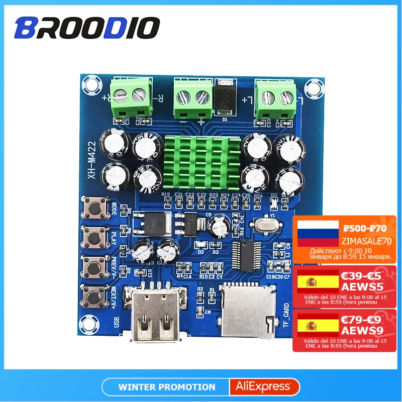 TPA3116D2 Amplificador Bluetooth Amplifier Board Dual Channel 2*50W DC12-24V Support TF Card U Disk Speaker Audio Amplifiers
TPA3116D2 Amplificador Bluetooth Amplifier Board Dual Channel 2*50W DC12-24V Support TF Card U Disk Speaker Audio Amplifiers