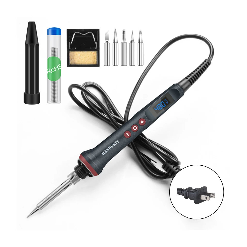 Electric Soldering Iron LED Digital Display 110V/220V 180-480℃ Welding Pencil Electronic Heating Solder with 5 Tips
Electric Soldering Iron LED Digital Display 110V/220V 180-480℃ Welding Pencil Electronic Heating Solder with 5 Tips