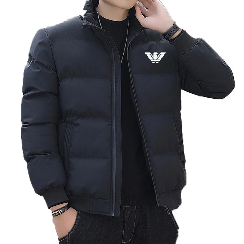 

Горячая Распродажа, зимняя брендовая Спортивная, для отдыха, модная, теплая и ветрозащитная куртка на молнии с воротником-стойкой, утепленная куртка, новая мужская куртка