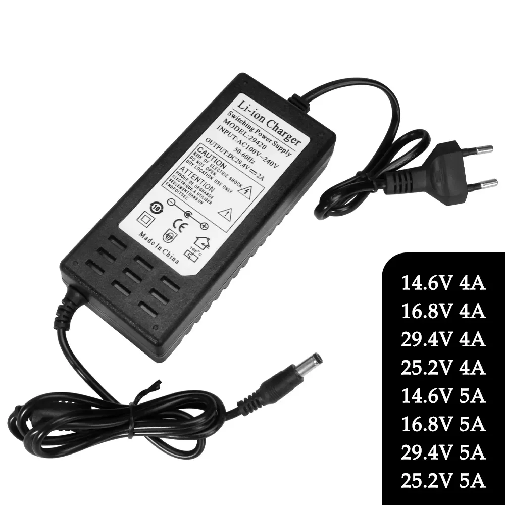14.6/16.8/25.2/29.4V 4A 5A Lithium Battery Pack Smart Charger For 3 Series Lithium Power Adapter Charger Wall Charger EU US Plug
14.6/16.8/25.2/29.4V 4A 5A Lithium Battery Pack Smart Charger For 3 Series Lithium Power Adapter Charger Wall Charger EU US Plug