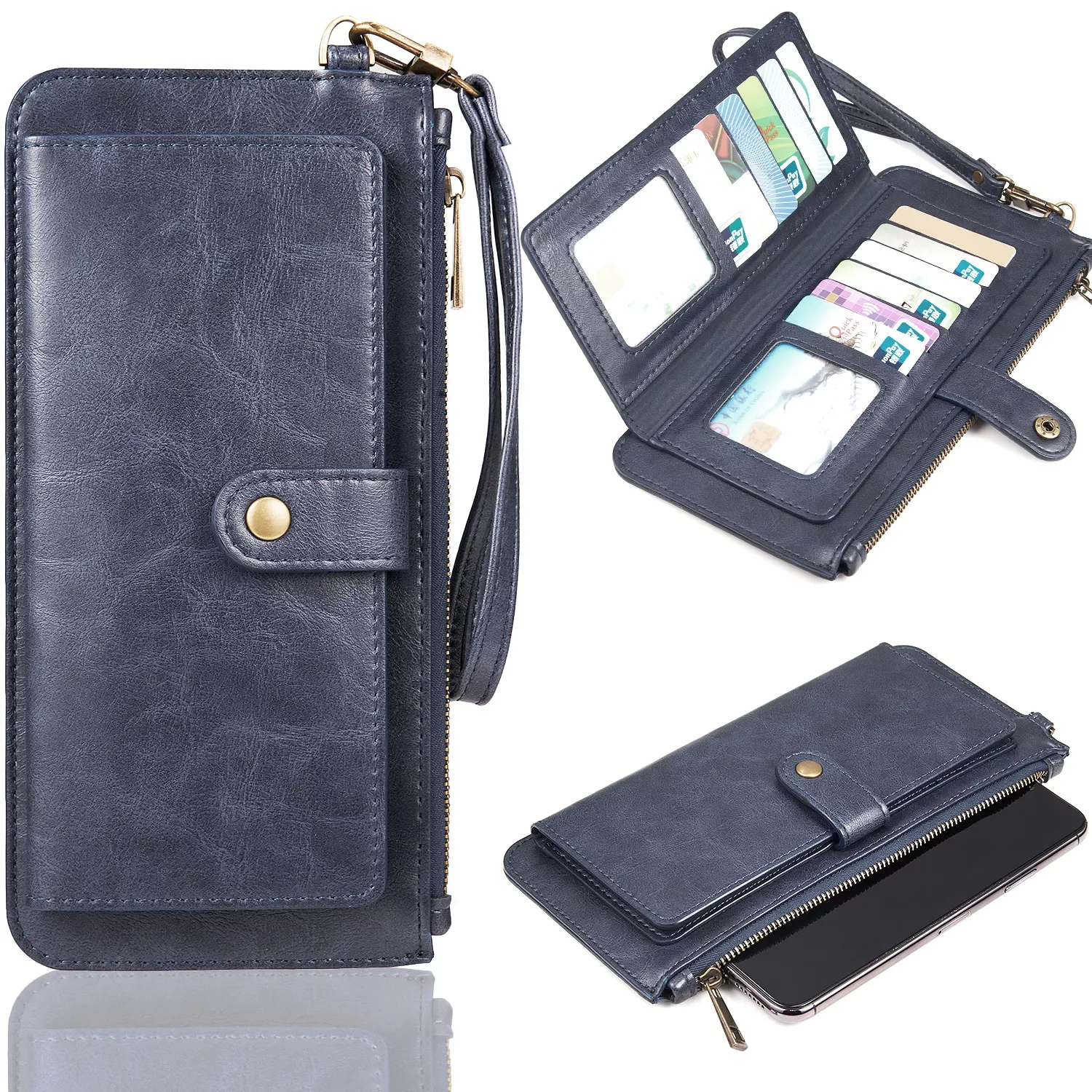 Universal 5.5'' wallet mobile phone bag with 10 card slots Card blocking Ladies leather long hand purse Cellphone cover
Universal 5.5'' wallet mobile phone bag with 10 card slots Card blocking Ladies leather long hand purse Cellphone cover