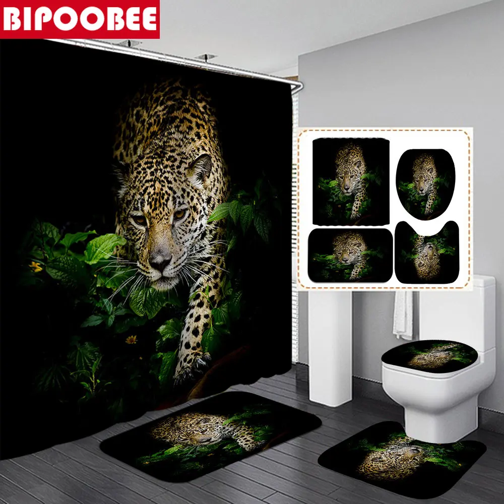 3D Polyester Fabric Shower Curtain Forest Leopard Bathroom Curtains Non-slip Rug Bath Mat Toilet Lid Cover Pedestal Carpet
3D Polyester Fabric Shower Curtain Forest Leopard Bathroom Curtains Non-slip Rug Bath Mat Toilet Lid Cover Pedestal Carpet