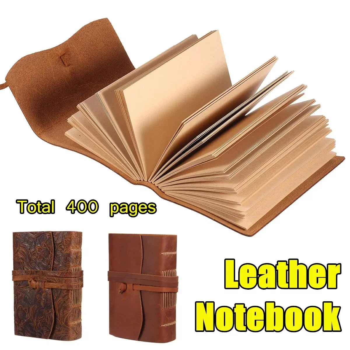 Handmade Genuine Leather Journal Notebook Planner Book 400P Band Blank Paper Relief Cover Retro Diary Kraft Travel Agenda
Handmade Genuine Leather Journal Notebook Planner Book 400P Band Blank Paper Relief Cover Retro Diary Kraft Travel Agenda