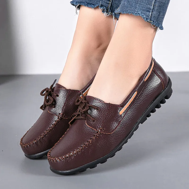 Genuine Leather Loafers Women Shoes Spring Flats Shoes Women Luxury Lace-up Women's Loafers Female Moccasins Shoes Large Size 44
Genuine Leather Loafers Women Shoes Spring Flats Shoes Women Luxury Lace-up Women's Loafers Female Moccasins Shoes Large Size 44