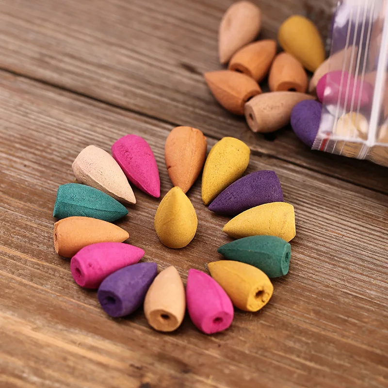 

Y 60pcs/bag Natural Waterfall Incense Cones Reflux Tower Incense for Burner Smoke Backflow Cone Fragrance Lavender Aromatherapy