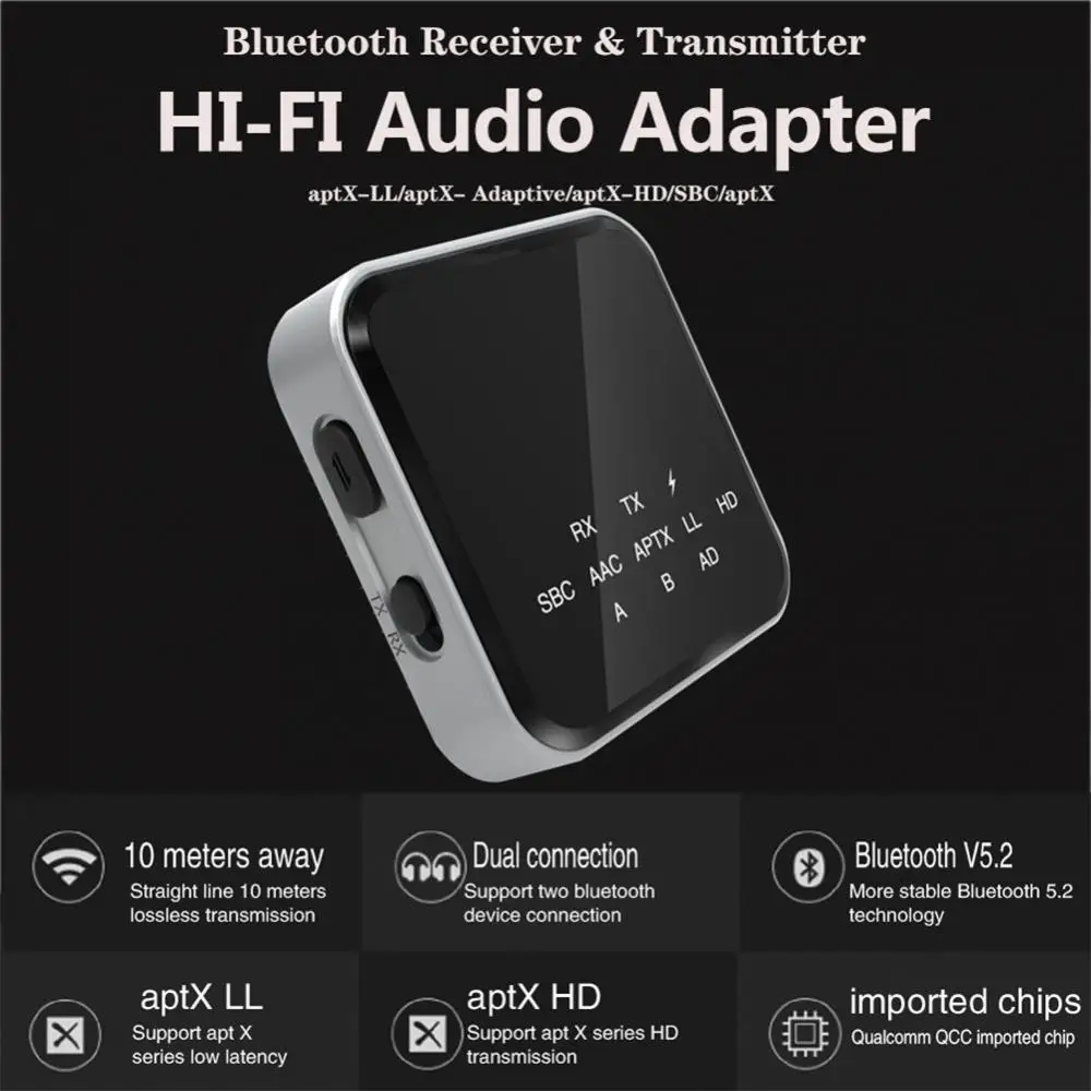 AptX-LL/HD Low Latency Bluetooth 5.2 Audio Receiver Transmitter Adapter Handsfree 3.5mm Aux Wireless Stereo Music Adapter
AptX-LL/HD Low Latency Bluetooth 5.2 Audio Receiver Transmitter Adapter Handsfree 3.5mm Aux Wireless Stereo Music Adapter